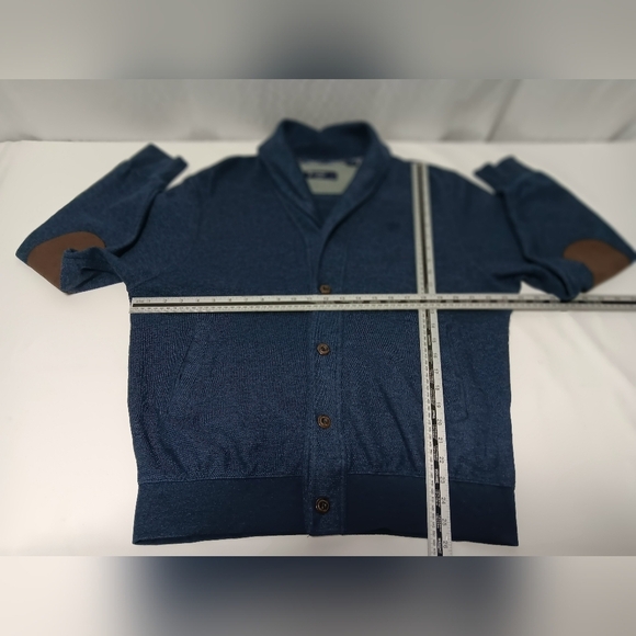 Cremieux Men's Collared Cardigan  Faux Leather elbow pads .size L - Picture 4 of 9